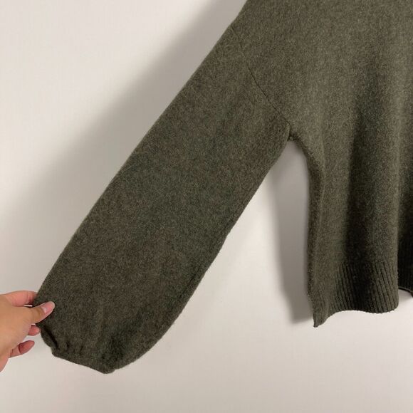 Madewell Wool Alpaca Sweater Relaxed Crewneck Green Balloon Sleeves Cozy Womens - Picture 5 of 10